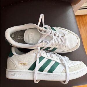 adidas White & Green Low-Top Sneakers
